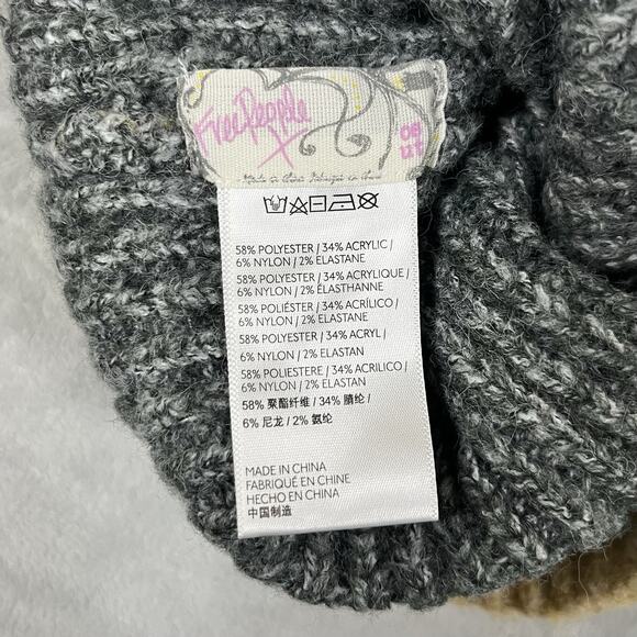 Anthropologie Free People Harbor Marled Ribbed Chunky Knit Beanie Cap Hat Stripe - Picture 2 of 3